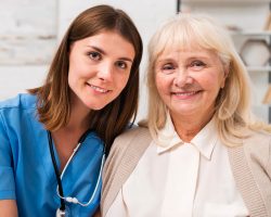 old-woman-nurse-looking-camera